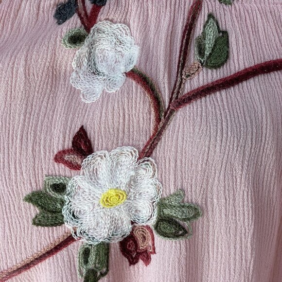Liv Los Angeles Womens Plus 3X Pink Off Shoulder Embroidered Floral Top Blouse - Picture 9 of 11